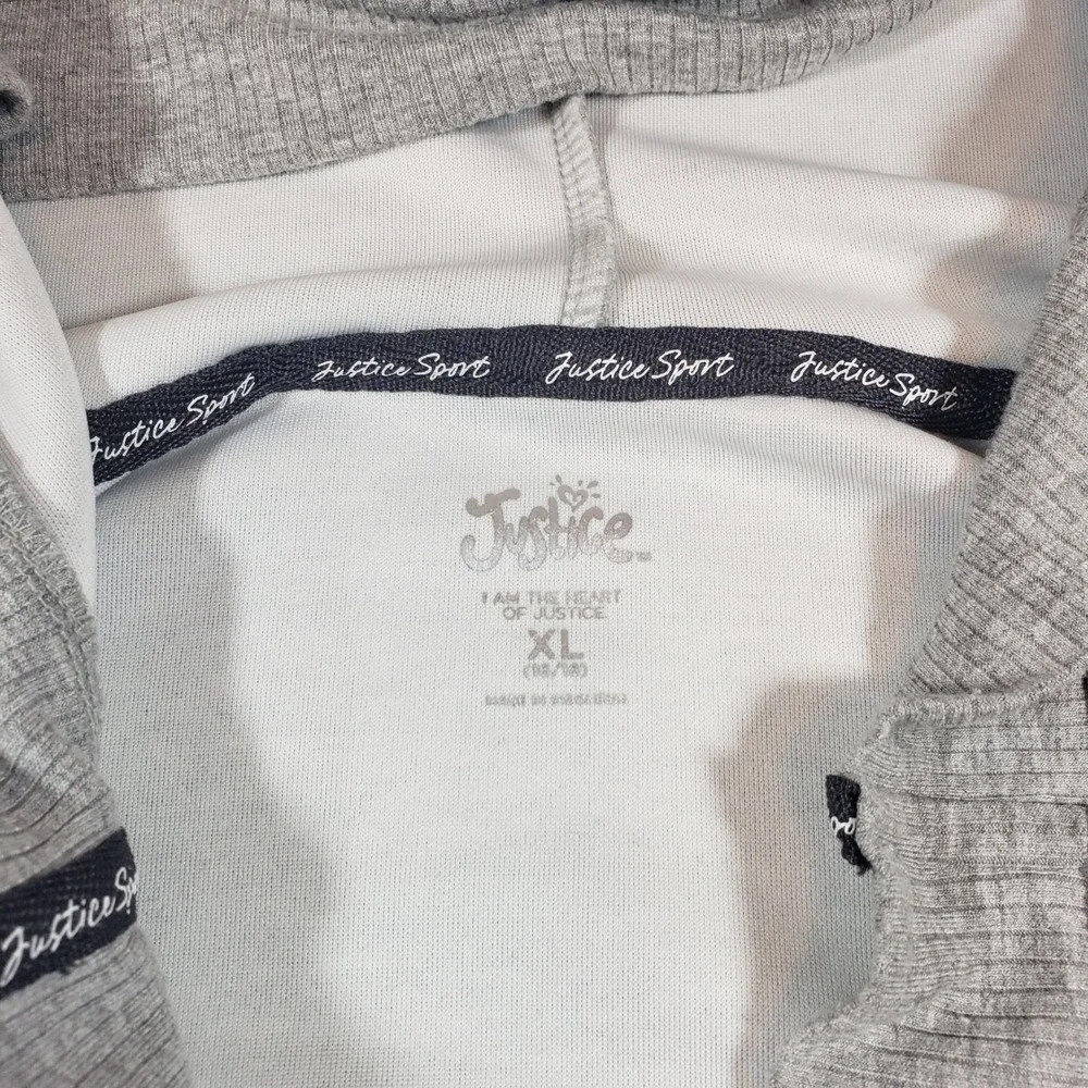 Justice Sport Gray Hoodie Sweatshirt Pullover Activewear Girls XL (16/18)‎